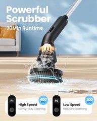Leebein Electric Spin Scrubber, 2026 Upgraded Cordless Cleaning Pure Black