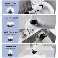 Swyprrix Electric Bathroom Cleaning Brush, Cordless Extended, White and Black