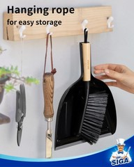 MR.SIGA Dustpan and Brush Set, Portable Cleaning 11.8 x 9.2 x 3.1 inch, Black