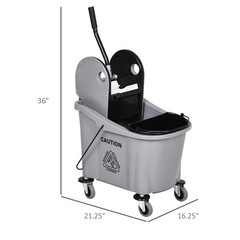 9.5 Gallon/36L Mop Bucket Wringer Cart w/ Down Press Wringer, Wheels, Mop Holder