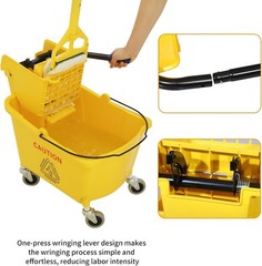 Bright Yellow 35-Quart Mop Bucket with Wringer & Mop – Ideal for Heavy-Duty Use