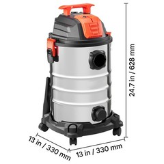 8 Gallon Wet Dry Vacuum, 6 Peak HP, Self – Cleaning Dual – Filter, Metal Tank