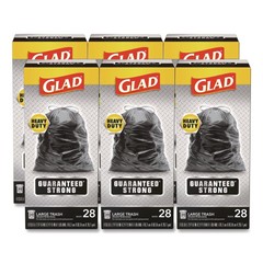 Glad 78966 30″ x 33″ Three-Ply Large Drawstring Trash Bags – Black (168/CT) New