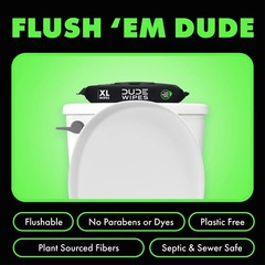 DUDE Wipes Flushable Wipes 3 Pack (144 XL Wipes) Herbal Relief