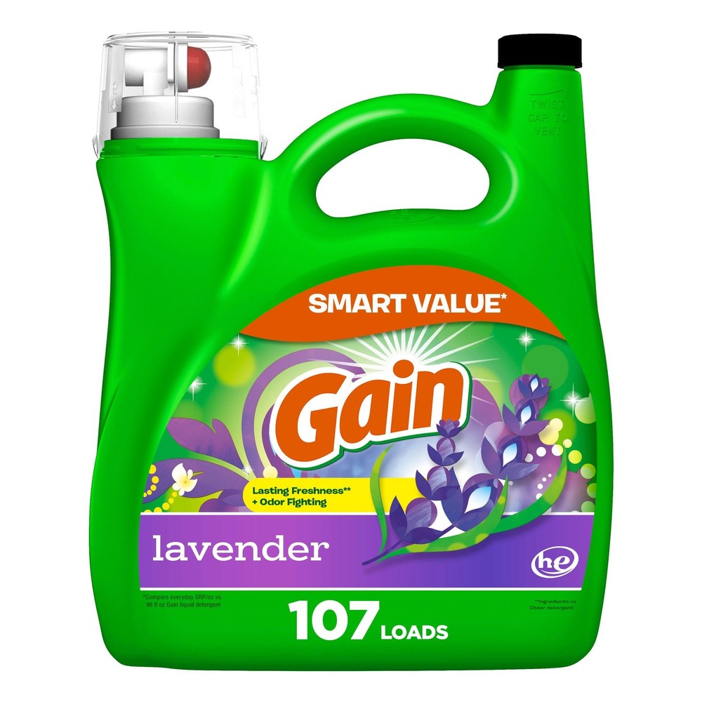 Gain Liquid Laundry Detergent, Lavender Scent, 154 fl 154 Fl Oz (Pack of 1)