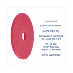 Boardwalk 4017RED 17 in. Diameter Buffing Floor Pads – Red (5/Carton) New