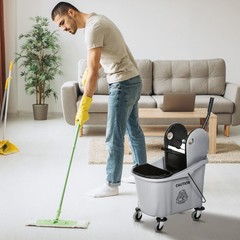 9.5 Gallon/36L Wringer Bucket Cart w/ Down Press Wringer, Mop Holder