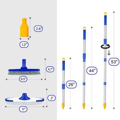 ITTAR Grout & Scrub Brush Combo, Floor Scrubber with Long White & Blue Head