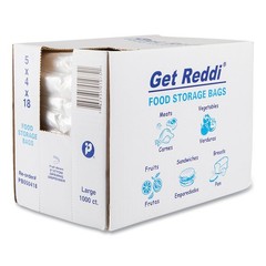 Inteplast Group Get Reddi Bread Bag, 5 x 4-1/2 x 18, 0.75 Mil, Large Cap., Clear