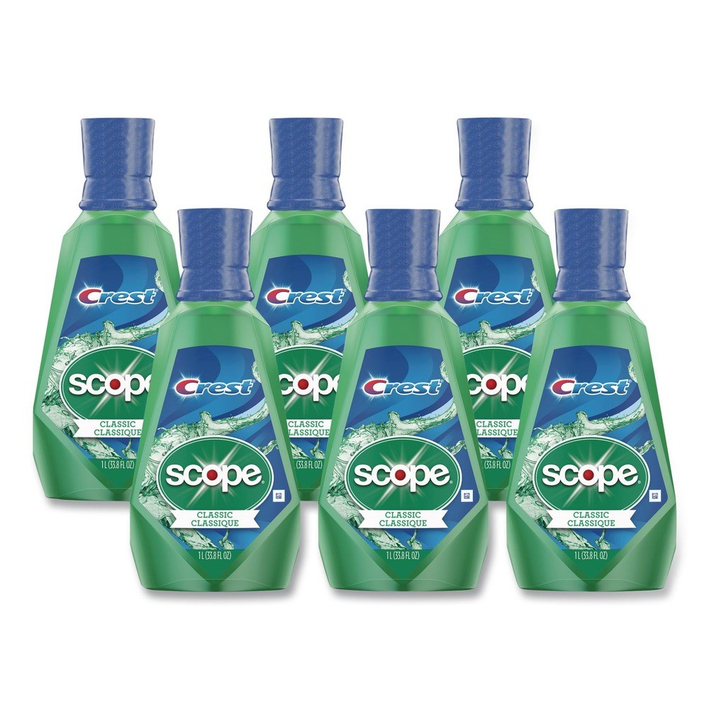 Crest 95662 Plus Scope 1 Liter Mouth Rinse Bottle – Classic Mint (6/Csrton) New