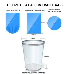 Small Trash Bags Kitchen Garbage Bags – 4 Gallon Clear Trash Bags Strong Wast…
