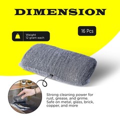 Steel Wool Grade 0000 – 16 pcs Finest Grade for Furniture Cleaning, Mice Control