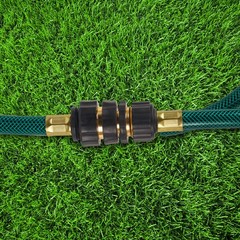 Biswing 3/4 Inch Garden Hose Quick Connector, Aluminum 8 Pack, Black, Golden