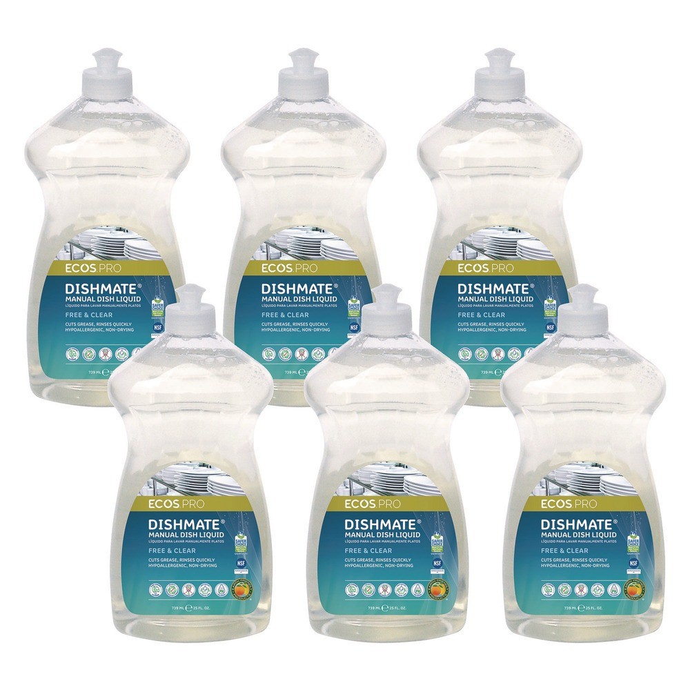 ECOS PRO PL97216CT 25 oz Dishmate Manual Dish Liquid – Free and Clear (6/CT) New