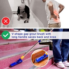 ITTAR Grout & Scrub Brush Combo, Floor Scrubber with Long White & Blue Head