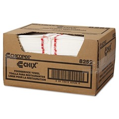 Chix 8252 13″ x 21″ Cotton Food Service Towels – White/Red (150/Ct) New