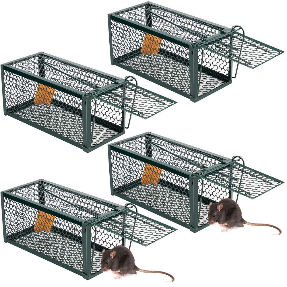 Qualirey 4 Pcs Humane Rat Trap Chipmunk Rodent 9.1 x 4.5 x Inches, Green