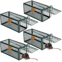 Qualirey 4 Pcs Humane Rat Trap Chipmunk Rodent 9.1 x 4.5 x Inches, Green