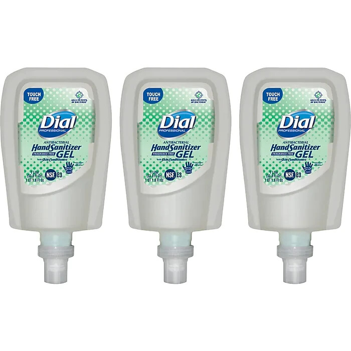 Dial Professional 19029 Gel Hand Sanitizer Refill – Fragrance-Free 3/CT New