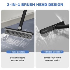 SetSail Grout Cleaner Brush with Long Handle, V-Shaped Floor Scrub Black Grey