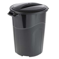 32 Gallon Plastic Trash Can with Lid, Indoor/Outdoor Use, Black (Pack of 2)