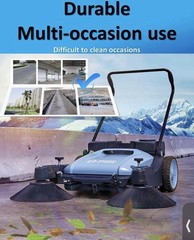 YANGZI IZONIX Manual Sweeper 55L 40in Path Side Brushes Multi-Surface