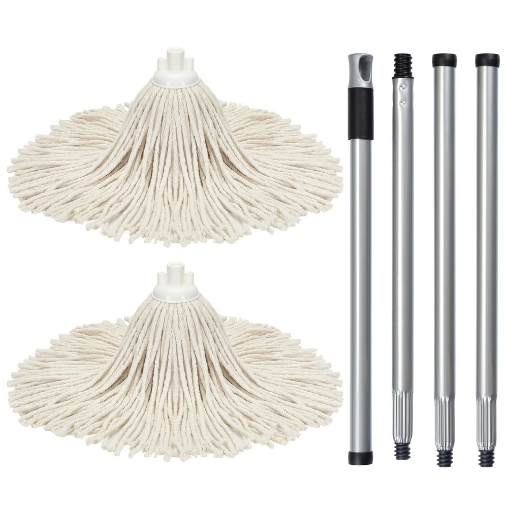 Matthew Cleaning Cotton Mop for 1 Full & 1 Refill Heads (8oz), White