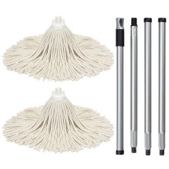 Matthew Cleaning Cotton Mop for 1 Full & 1 Refill Heads (8oz), White