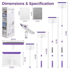 wlich Baseboard Cleaner Tool with Handle 2.0, Cleaner, White-purple