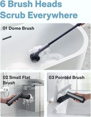 HOTO Cordless Electric Spin Scrubber, IPX7 Full Body Waterproof Grey Black