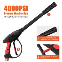 4000PSI High Pressure Car Power Washer Gun Spray Wand Lance Nozzle and 50ft Hose