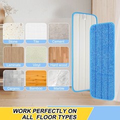 16.5 inch Reusable Mop Pads Microfiber Spray 5 Count (Pack of 1), Blue