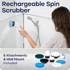 Cleanninja Electric Spin Scrubber for Cleaning, Adjustable 10″-50″, White