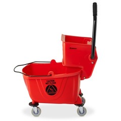 26 Quart Commercial Mop Bucket with Side Press Wringer, Red