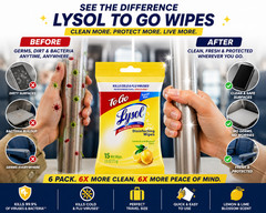 Lysol To Go Disinfecting Wipes Lemon Lime Travel Size 15 Ct 6 Pack Free Ship