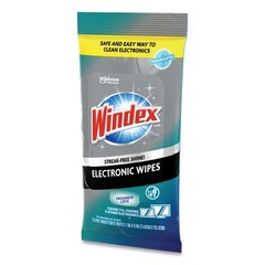 Windex Electronics-Cleaner Wipes, 1-Ply, 7×10, Neutral Scent, 25/PK, 12 Packs/CT