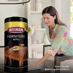 Weiman Wood Polish and Cleaning Wipes, For Furniture 20 Count (Pack of 3)