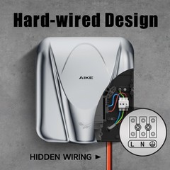 Elephant Power Commercial Hand Dryer High Speed Auto Warm Wind, Polished Stainle