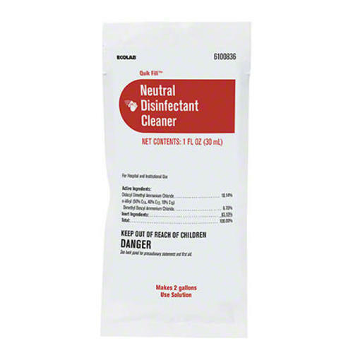 Ecolab® 61008360 Quik Fill Neutral Disinfectant Industrial Cleaner 50/1 oz Packs