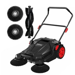 Walk-Behind Hand Push Floor Sweeper 25.6” Sweeping Width Manual Floor Sweeper