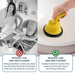 Meadow Lane Small 7″ Sink Plunger – Mini Clog Remover for Kitchen & Bathroom …
