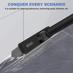SetSail Grout Cleaner Brush with Long Handle, V-Shaped Floor Scrub Black Grey