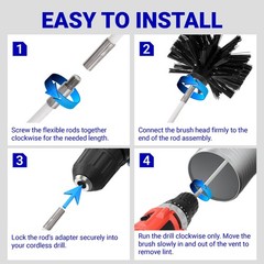 Upgraded 60-Feet Dryer Vent Cleaner Kit with Drill Attachment — As Pictured