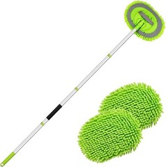 62″ Car Wash Brush Kit Mitt Mop Sponge with Long Handle Chenill Color: A-green