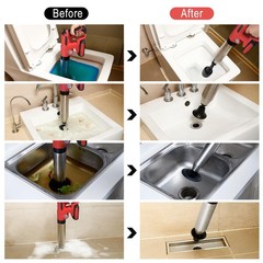 Electric Toilet Plunger，Drain Clog Remover Tools,High Pressure 1 Battery RED