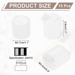 15Pcs White Disc Top Caps Replacement 24/410 Press Disk Cap 1.1×1.1×0.9”