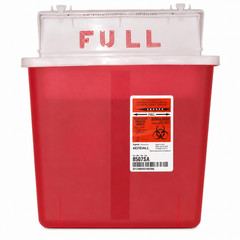 Covidien Kendall 5 Qt Sharps Container Counterbalanced Lid Biohazard Red Refill