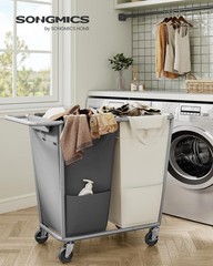 Laundry Basket with Wheels, 2-Section Laundry Sorter, 50.2 Gallons (190 L)