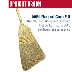 Weiler 44008 Corn Fiber Heavy-Duty Wire Banded Warehouse Broom Wood Handle