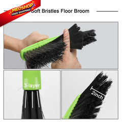 Soft Bristles Green Angle Broom Long Handle Indoor for Hardwood
